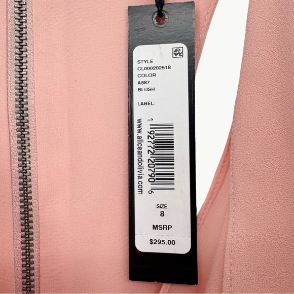 NWT Alice + Olivia Harmony Cowl Neck Racer Back Mini Dress | Sz 8 | Blush Pink - Picture 8 of 14